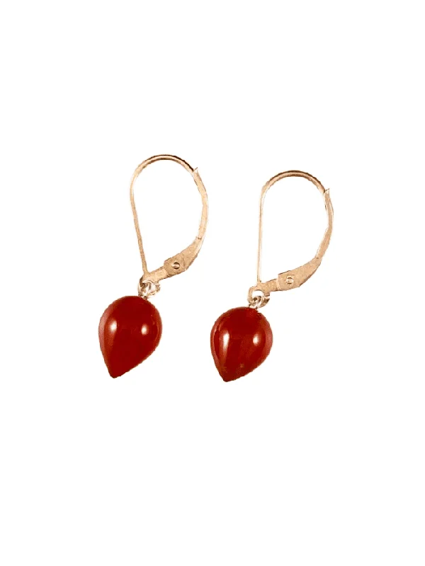 Simple cross earrings-Sterling Carnelian Tear Drop Earrings