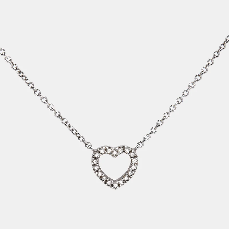 Old medallion necklaces-Tiffany & Co. Mini Metro Heart 18K White Gold Necklace