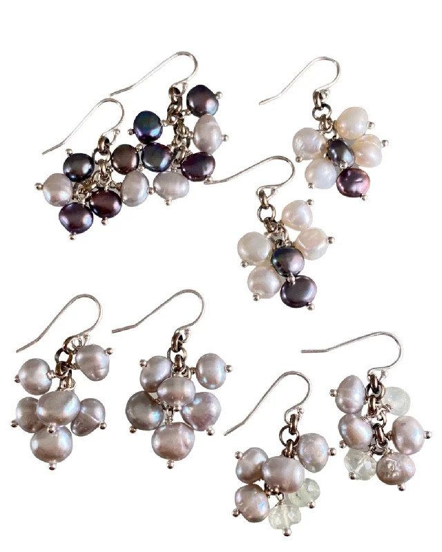 Firm hoop earrings-Pearl Cluster Charm Earrings