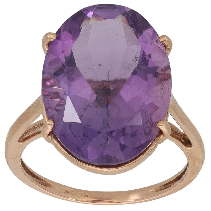 Baroque pearl rings-9ct Gold Amethyst Dress/Cocktail Ring Size O