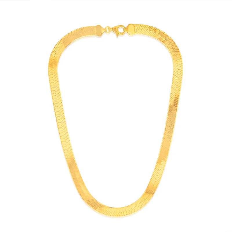 Stretch open rings-Sterling Silver Gold Plated Herringbone 45cm Chain