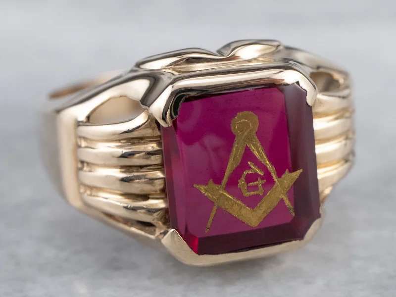 Pinch band rings-Vintage Masonic Statement Ring