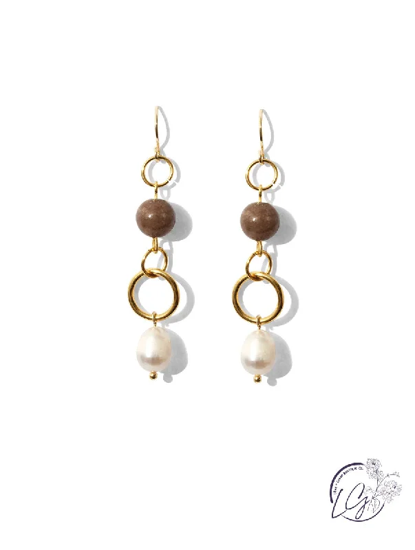 Vision eye earrings-Long Pearl Earrings with Stone Accent