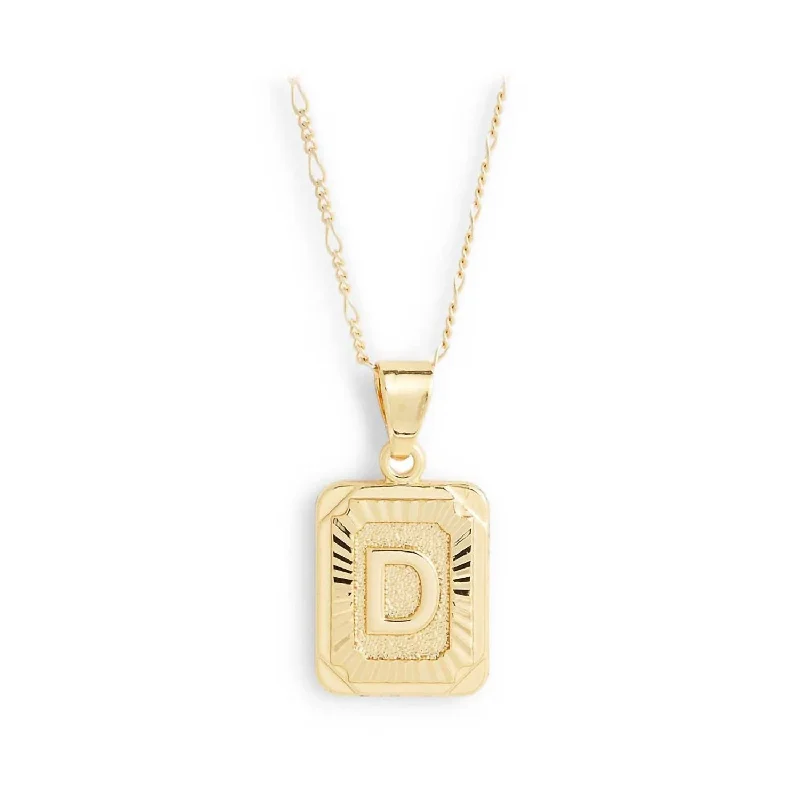 Elegant design necklaces-Women's Card Necklace - D Initial In Gold Filled