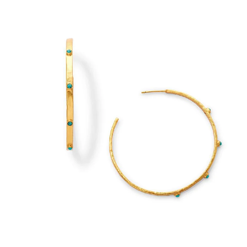 Woven fiber earrings-Crescent Stone Hoop Earrings