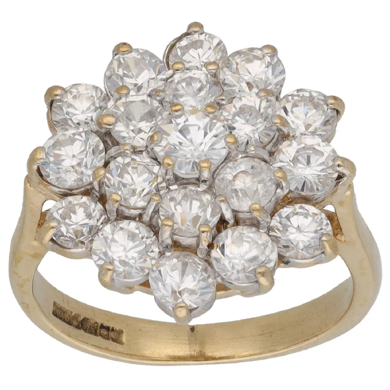 Bold stone rings-9ct Gold Cubic Zirconia Cluster Ring Size L