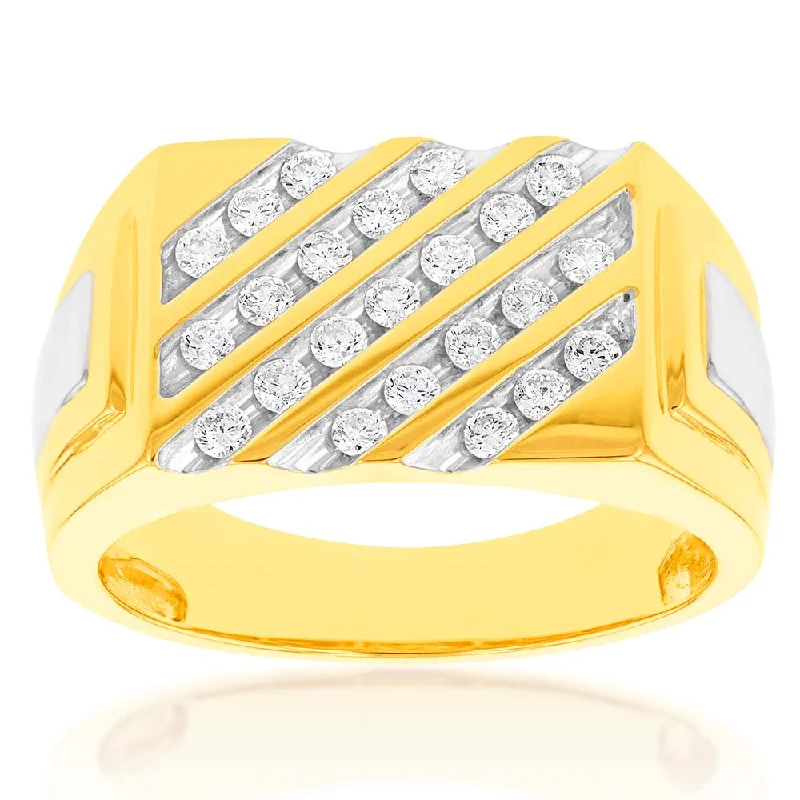 Hand-cast rings-Luminesce Lab Grown 1/2 Carat Diamond Gents Ring in 9ct Yellow Gold