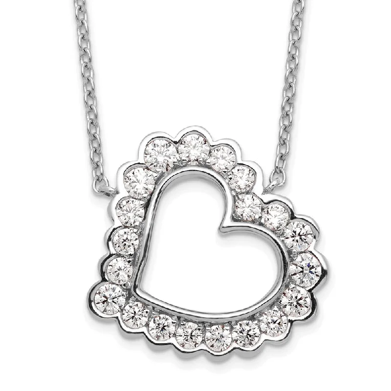 Retro locket necklaces-14K White Gold 3/4 Ct Lab Grown Diamond Heart Pendant Necklace 18" Clarity VS, Color G-H