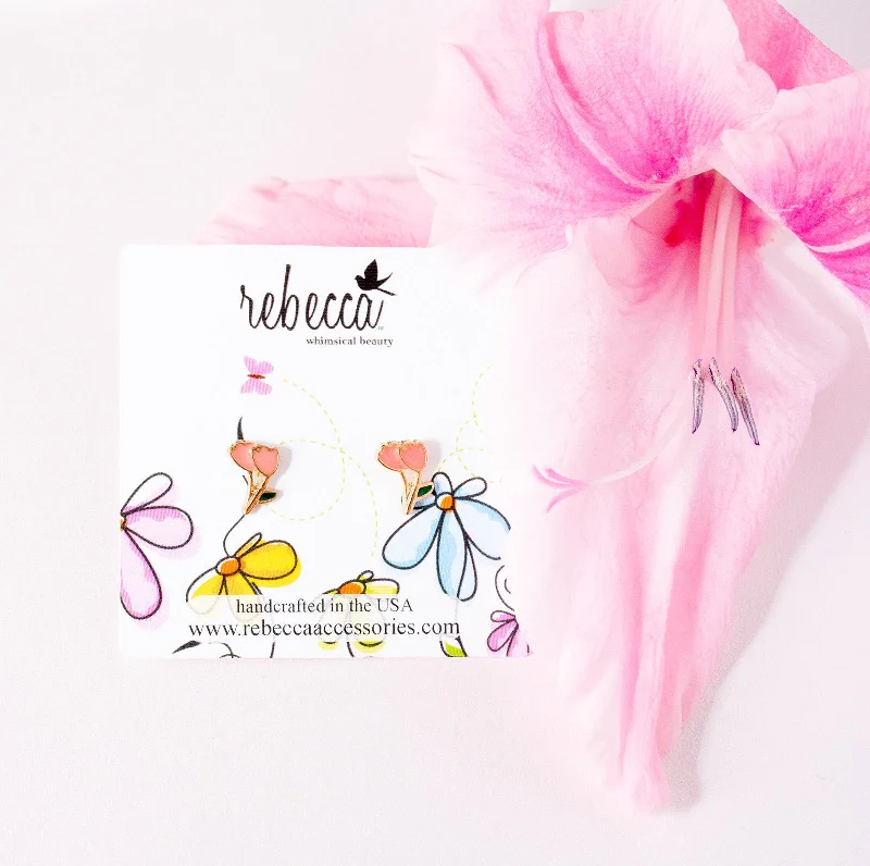 Bright pearl earrings-Tulip Post Enamel Children's Earring