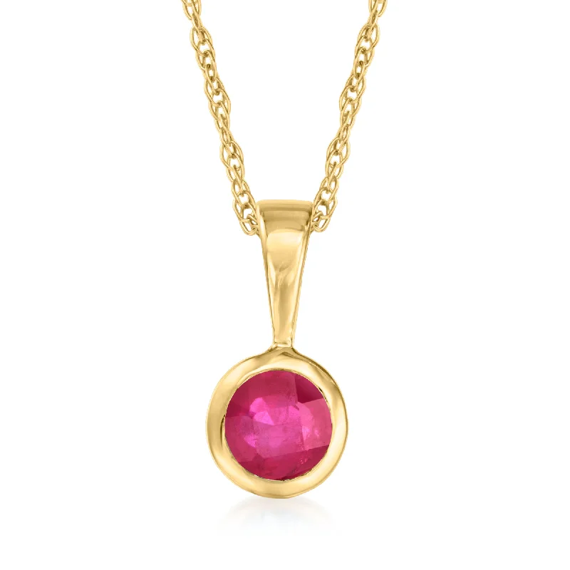 Fine diamond necklaces-Ross-Simons Ruby Pendant Necklace in 14kt Yellow Gold. 16 inches