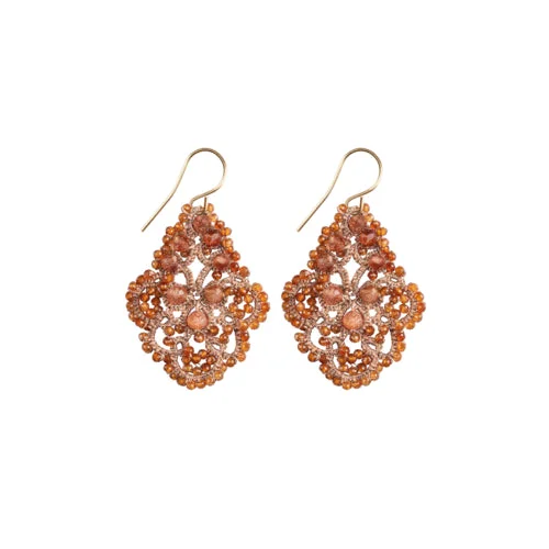 Bold statement earrings-Lace Earrings: Anica In Mandarin Garnet