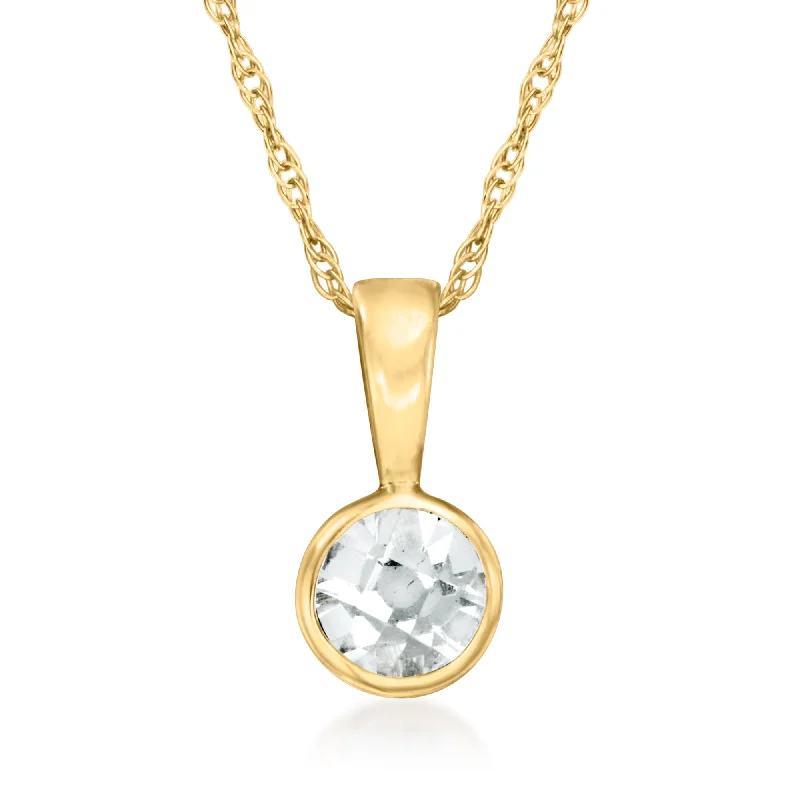 Meteor star necklaces-RS Pure by Ross-Simons White Sapphire Pendant Necklace in 14kt Yellow Gold