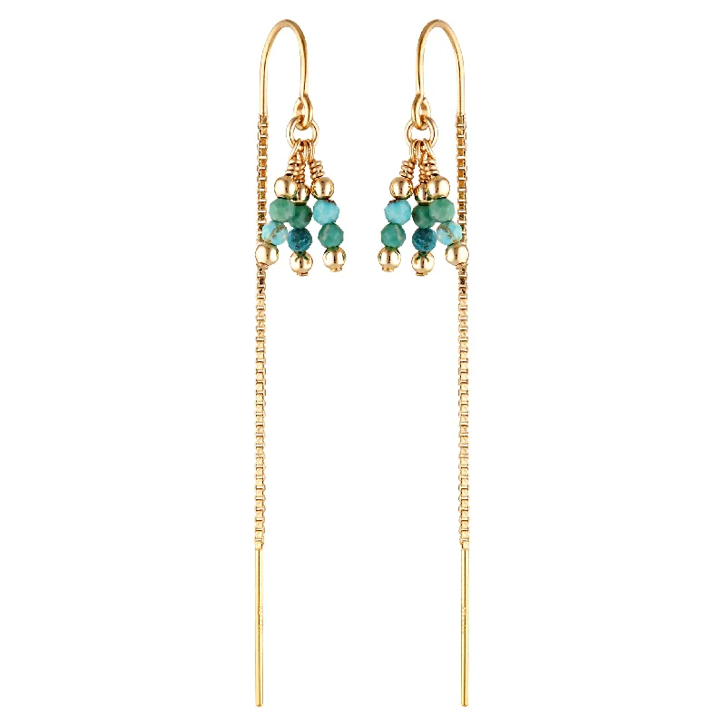 Sleek gloss earrings-Rima Thread Earrings ~ Turquoise