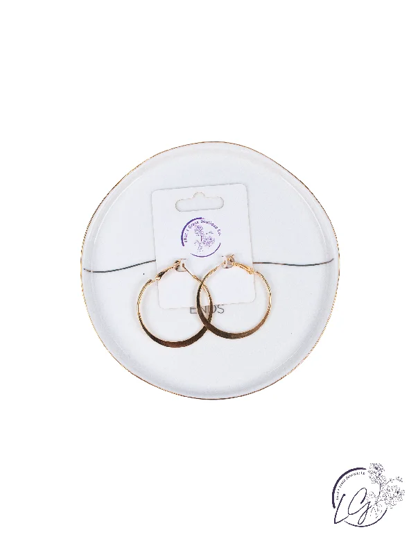 Rope loop earrings-Gold Circle Flattened Earrings