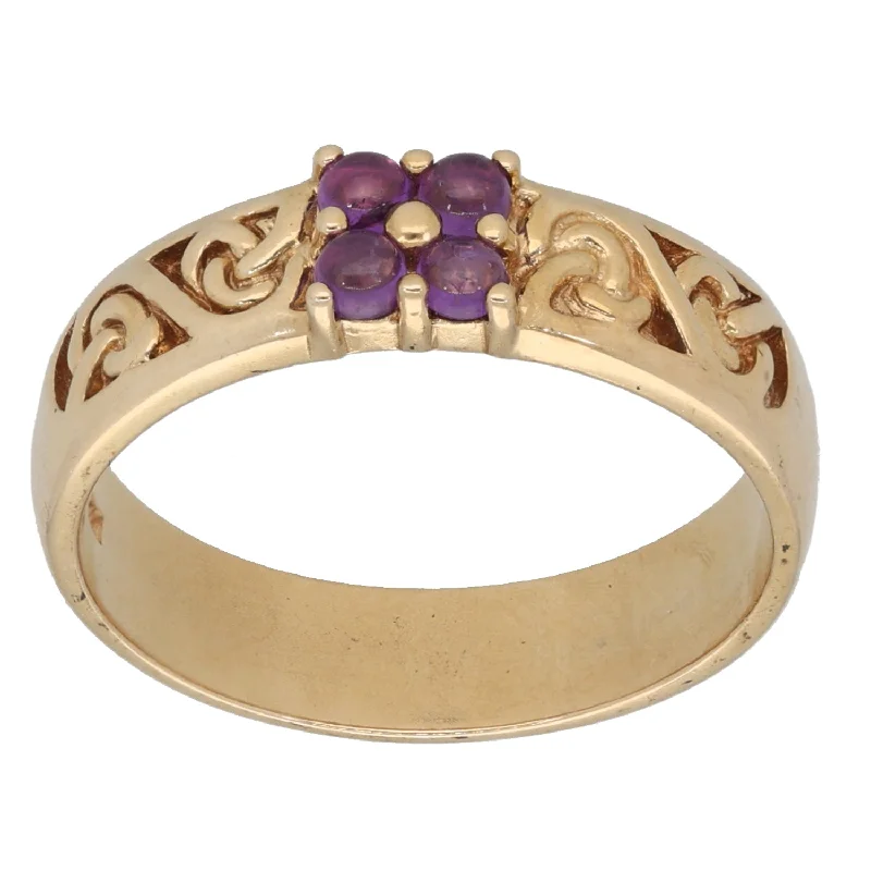 Gothic style rings-9ct Gold Amethyst Dress/Cocktail Ring Size P