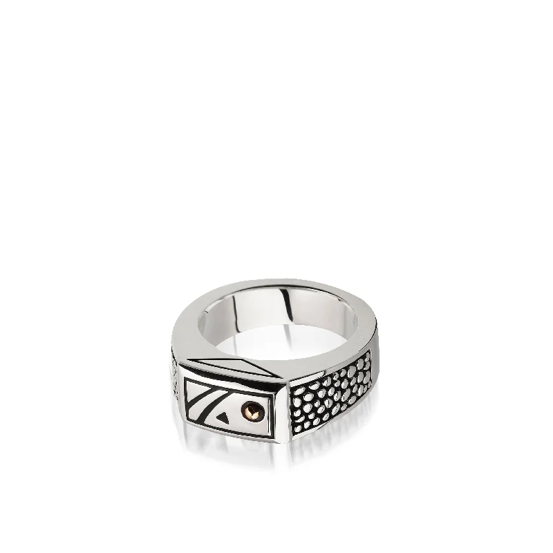 Slim rose rings-John Atencio Sterling Silver Men's Matrix Textured Rectangular Signet Ring