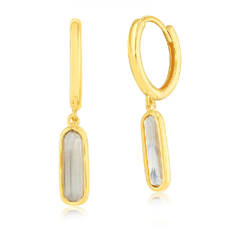 Round stone rings-9ct Yellow Gold Natural Quartz On Sleeper Earring