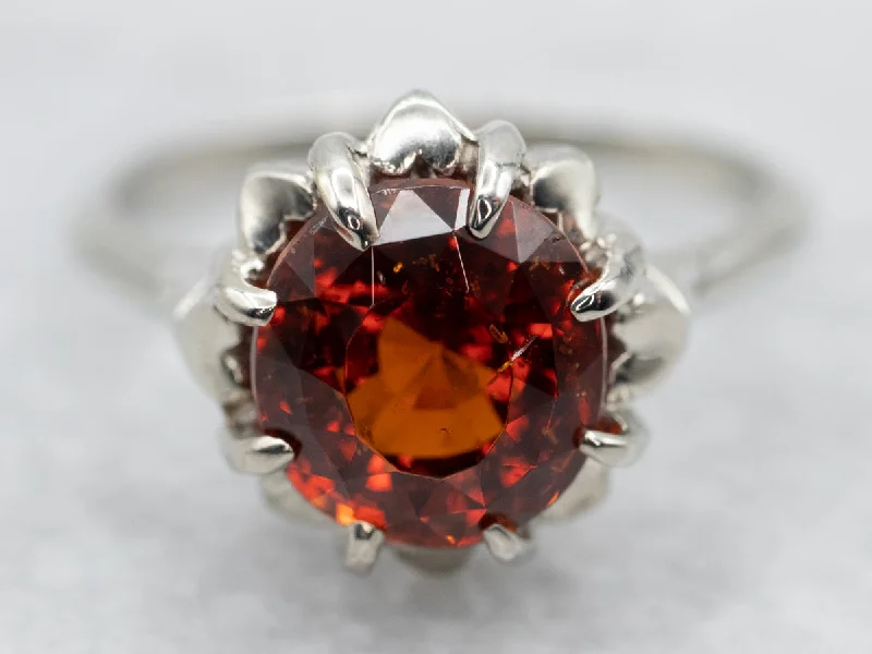 Shiny druzy rings-Deep Red Hessonite Garnet Eleanor Cocktail Ring