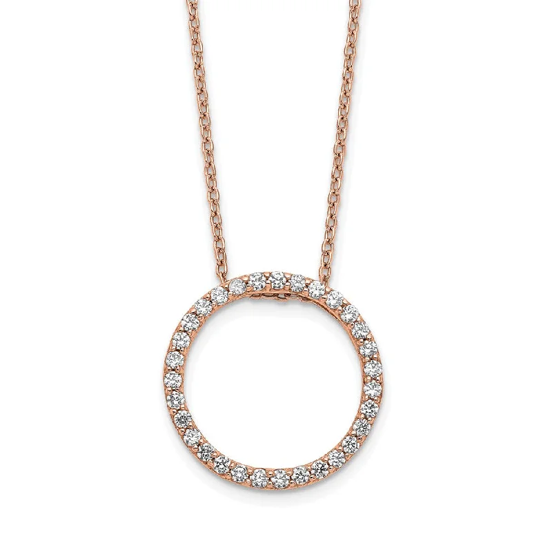 Peridot drop necklaces-14K Rose Gold 1/2 Ct Lab Grown Diamond Circle Necklace 18" Clarity VS, Color G-H