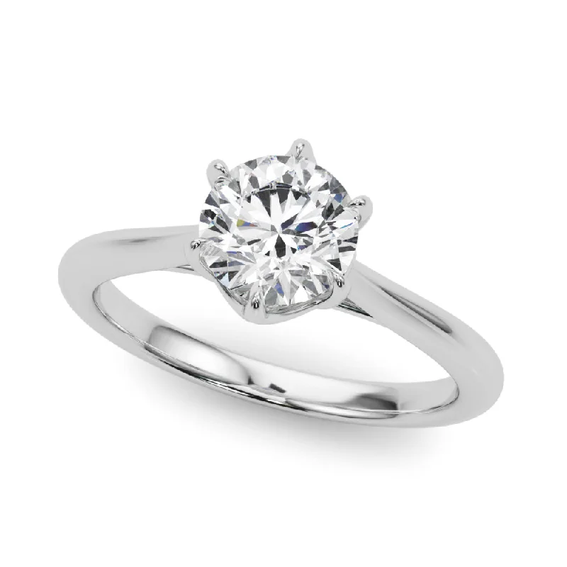 White quartz rings-Upsweep 6 Prong Silver & CZ Proposal Ring