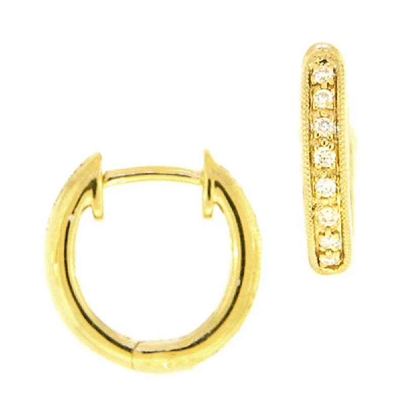 Elegant art earrings-Yellow Gold Huggie Earrings