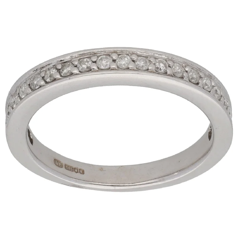 Stretch open rings-14ct White Gold 0.10ct Diamond Half Eternity Ring Size K