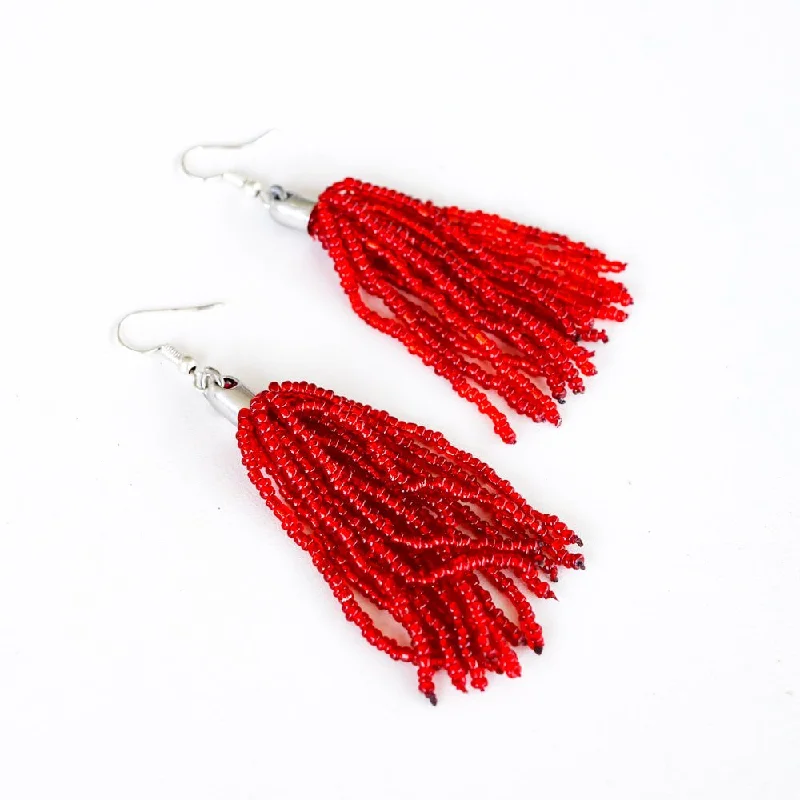 Whimsical pair earrings-Beaded Tassel Earrings