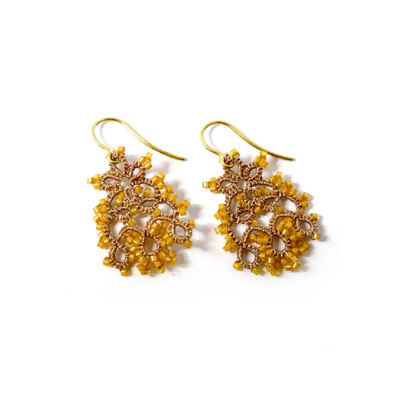 Grass style earrings-Lace Earrings: Mustard Pippa