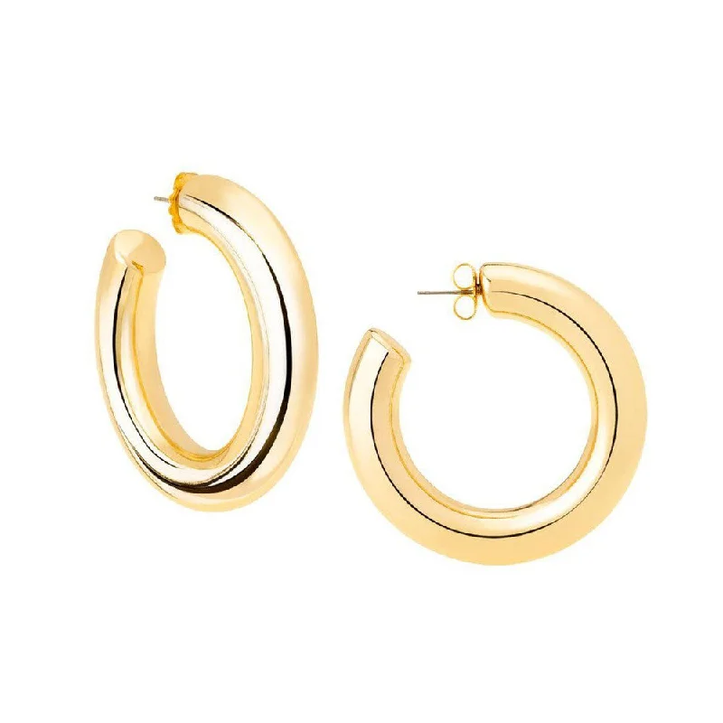 Peridot stud earrings-Gold Medium Hoop Earrings