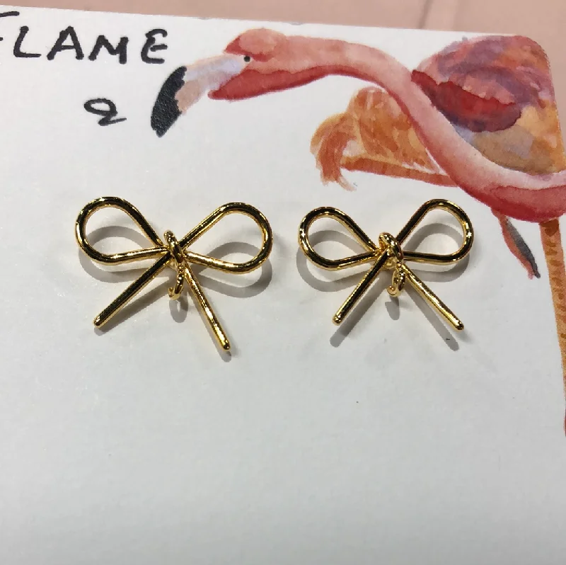 Crescent wax earrings-Gold Bow Earrings