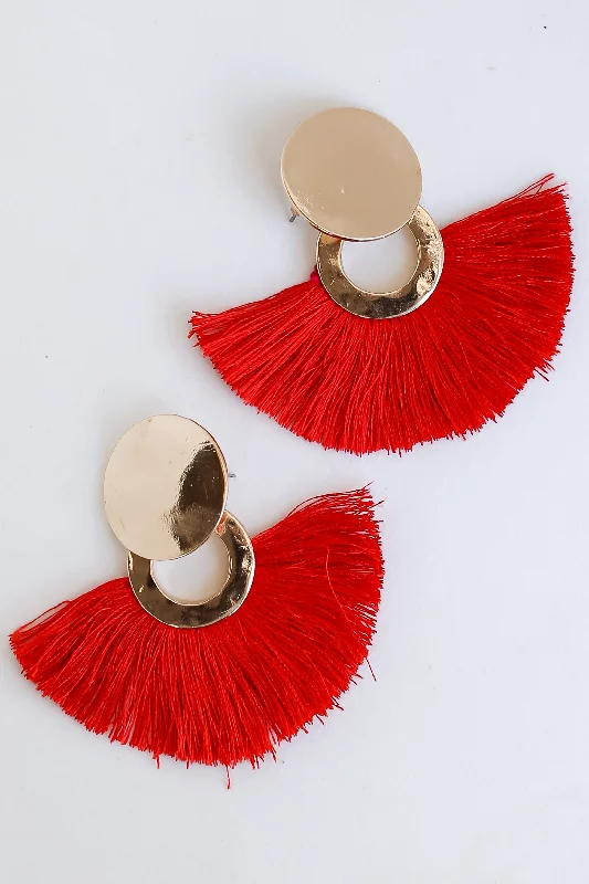 Fiber tassel earrings-FINAL SALE - Sabrina Tassel Fan Earrings