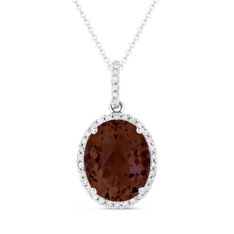 Twin birthstone necklaces-3.70Ct Garnet 16"pendant Necklace In 14K White Gold