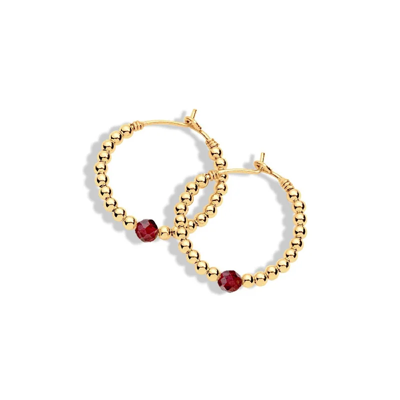 Orbit themed earrings-Izzy Gold Filled & Gemstone Hoop Earrings