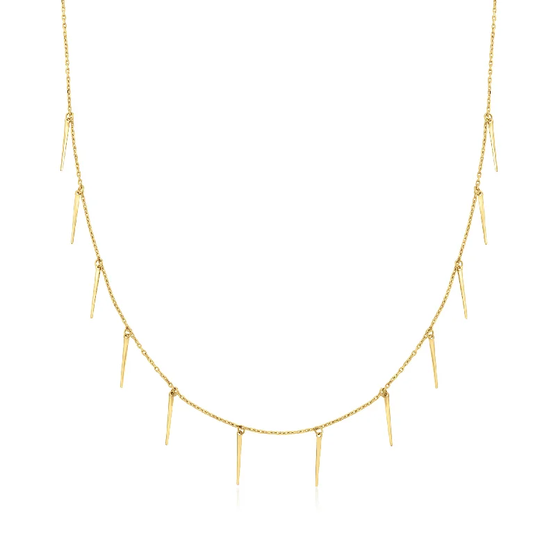 Rustic style necklaces-Ross-Simons 14kt Yellow Gold Spike Drop Necklace