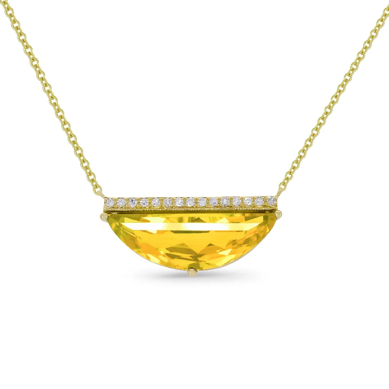 Sodalite stone necklaces-3.14Ct Citrine 18"necklacein 14K Yellow Gold