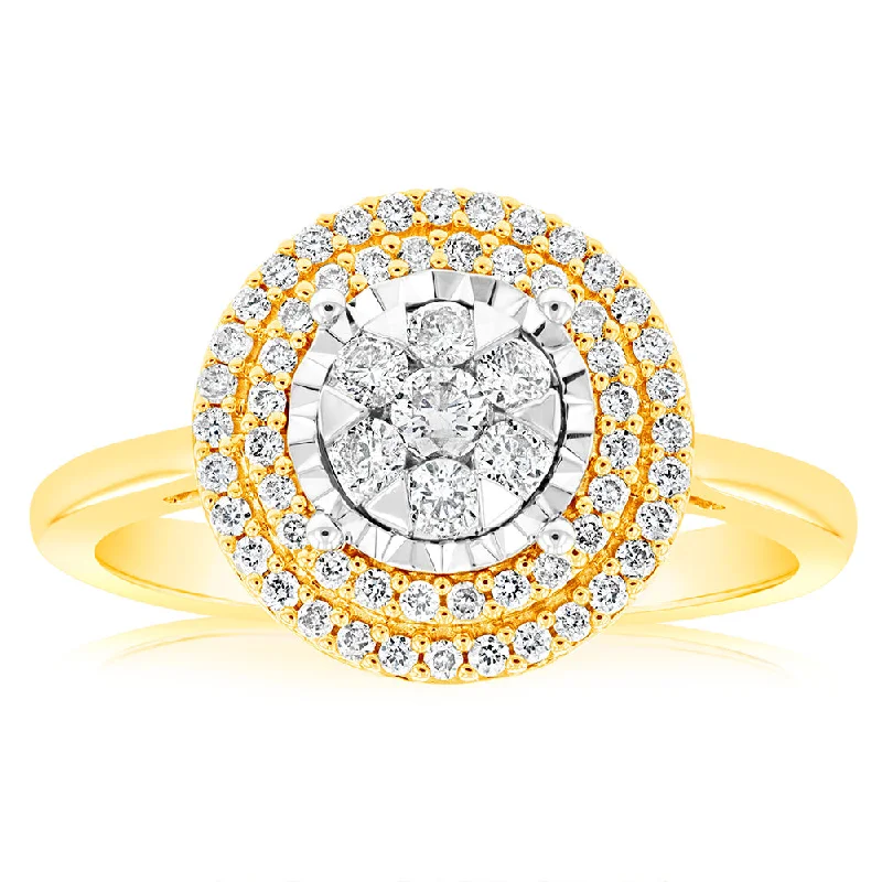 Open frame rings-9ct Yellow & White Gold 0.40 Carat Diamond Dress Ring