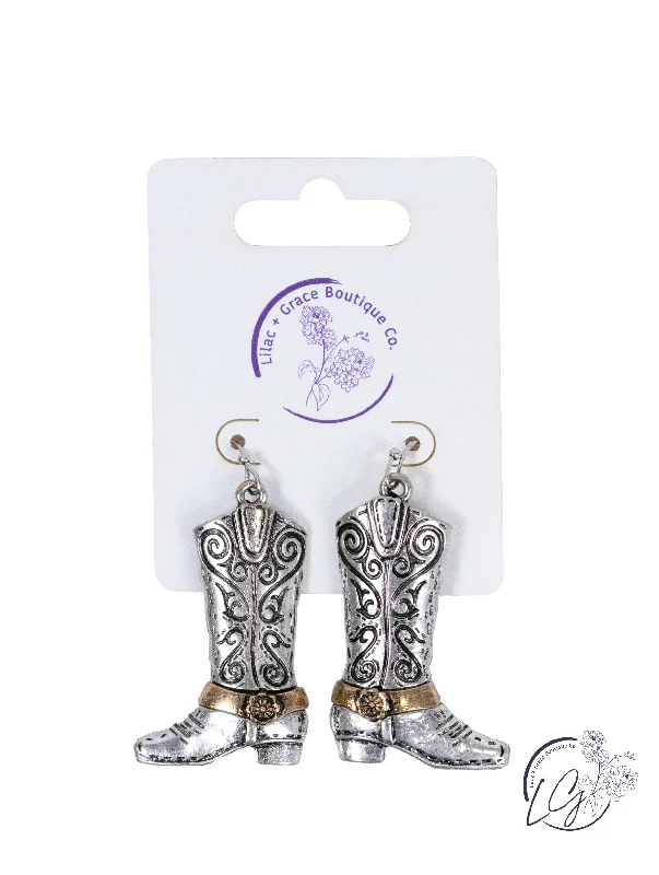 Fine hoop earrings-Wild West Boot Earrings