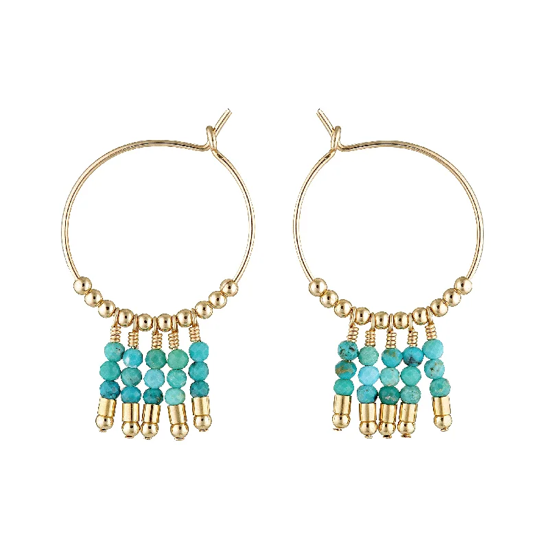 Fine pearl earrings-Cleo Hoops ~ Turquoise