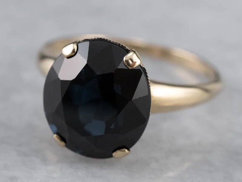 Octagon shape rings-Vintage Spinel Solitaire Ring