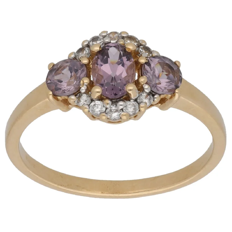 Bold stone rings-9ct Rose Gold Spinel & Cubic Zirconia Dress/Cocktail Ring Size N