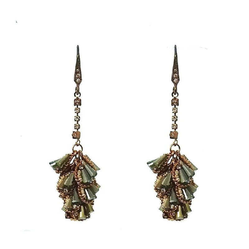 Whimsical pair earrings-Green Crystal Earrings