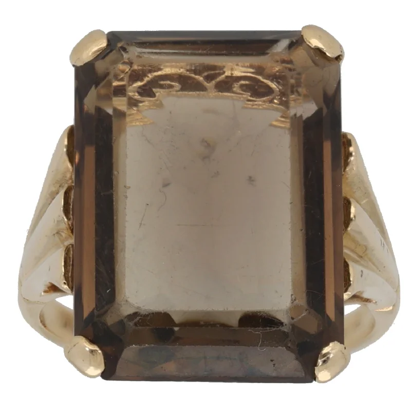 Pale wood rings-9ct Gold Smoky Quartz Single Stone Ring Size M