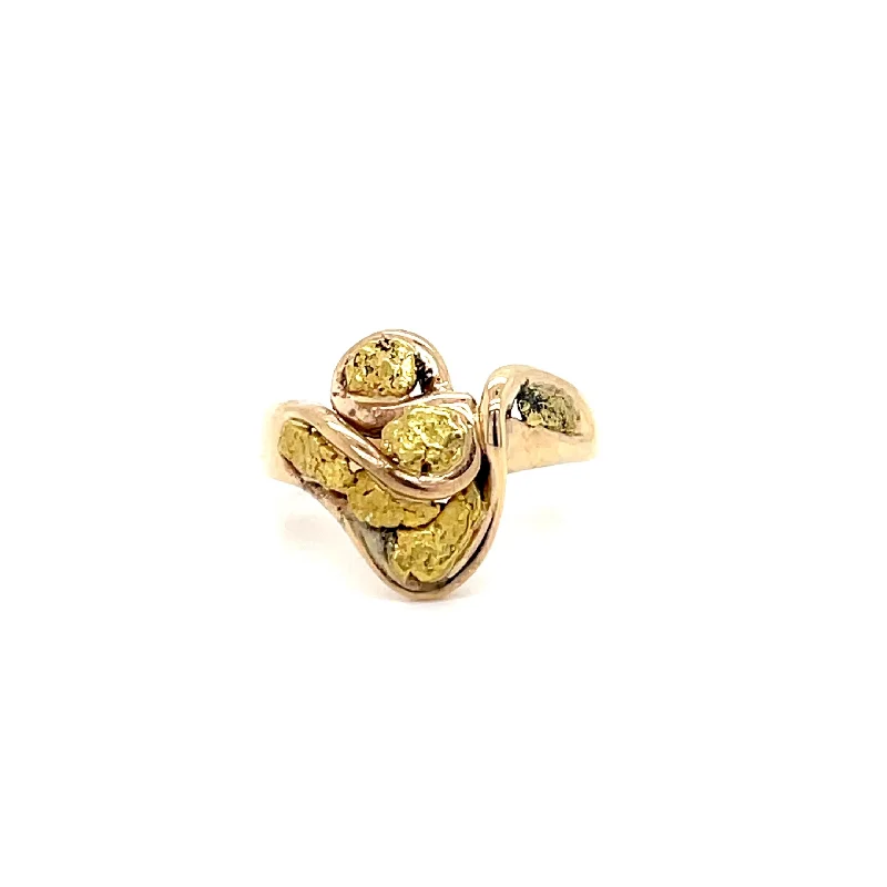 Coiled thread rings-ESTATE 14K YELLOW GOLD NUGGET RING