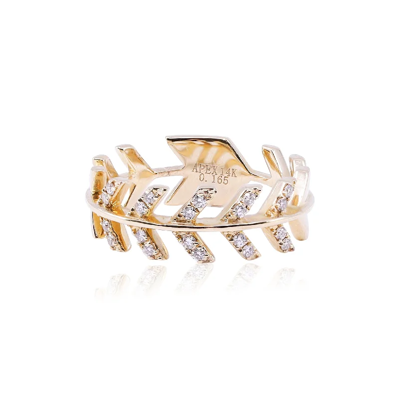 Dual blend rings-14K YELLOW GOLD CHEVRON SHAPE DIAMOND STACKING RING