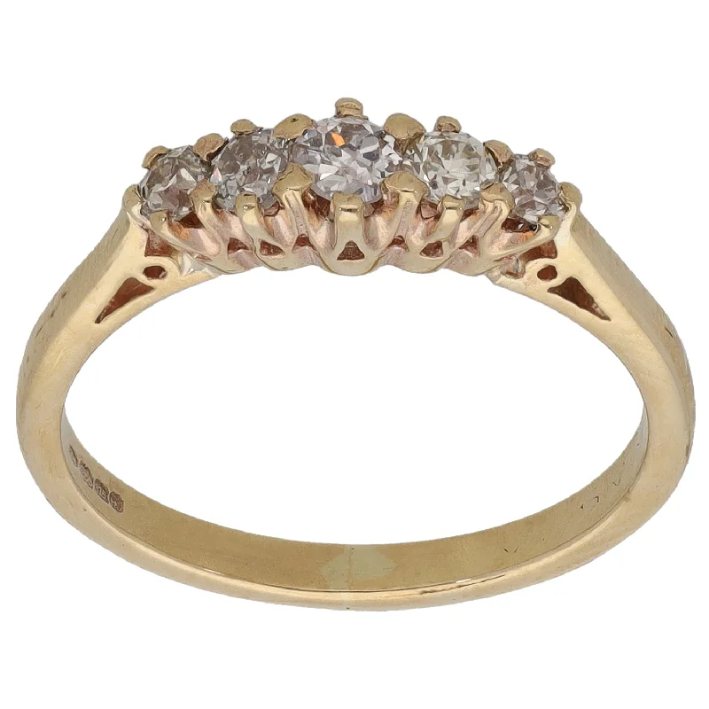 Firm band rings-9ct Gold 0.14ct Diamond Half Eternity Ring Size L