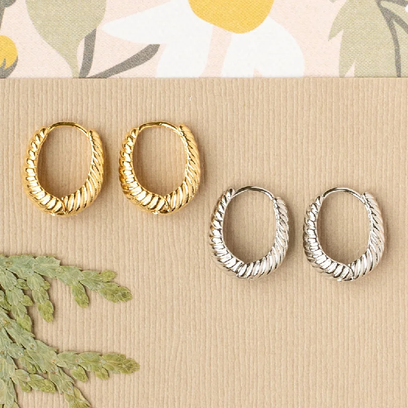 Grass style earrings-Morie Huggy Hoop Earring