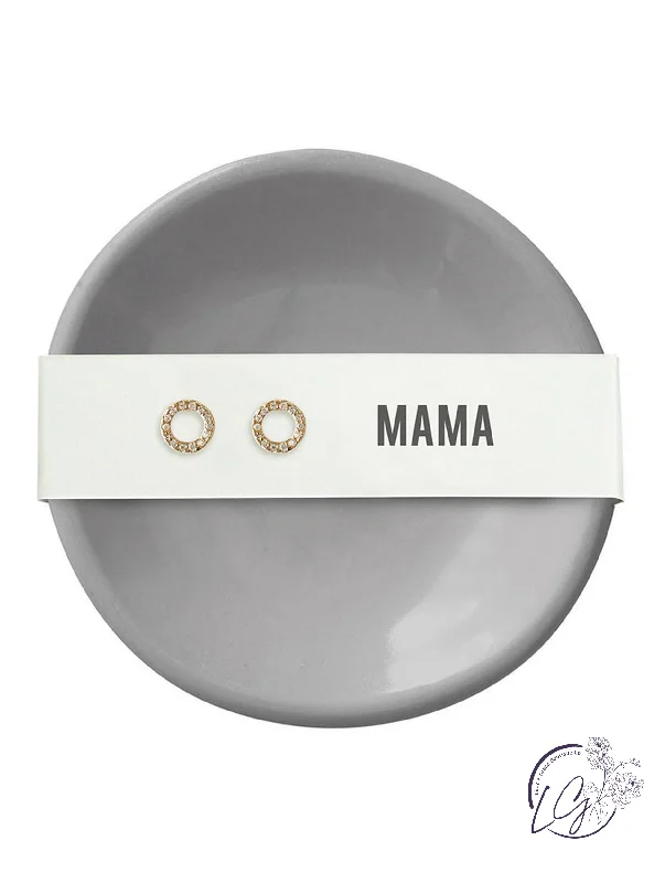 Firm hoop earrings-Ceramic Ring Dish & Earrings - Mama