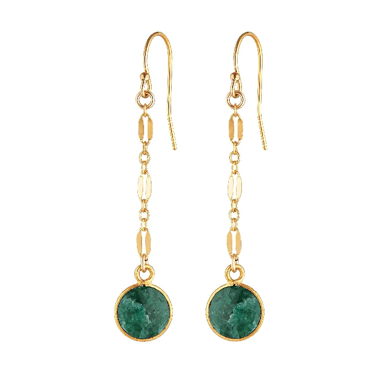 Antique gold earrings-Mara Earrings ~ Emerald