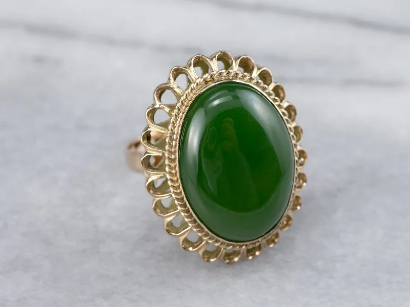 Woven fiber rings-Jade Gold Filigree Statement Ring