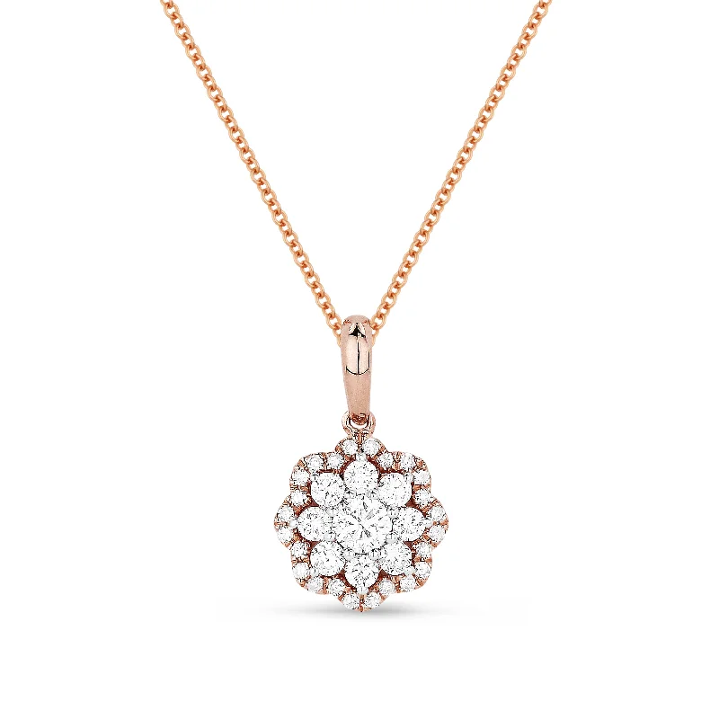 Retro locket necklaces-0.50Ct Diamond 16"pendant Necklace In 14K Rose Gold